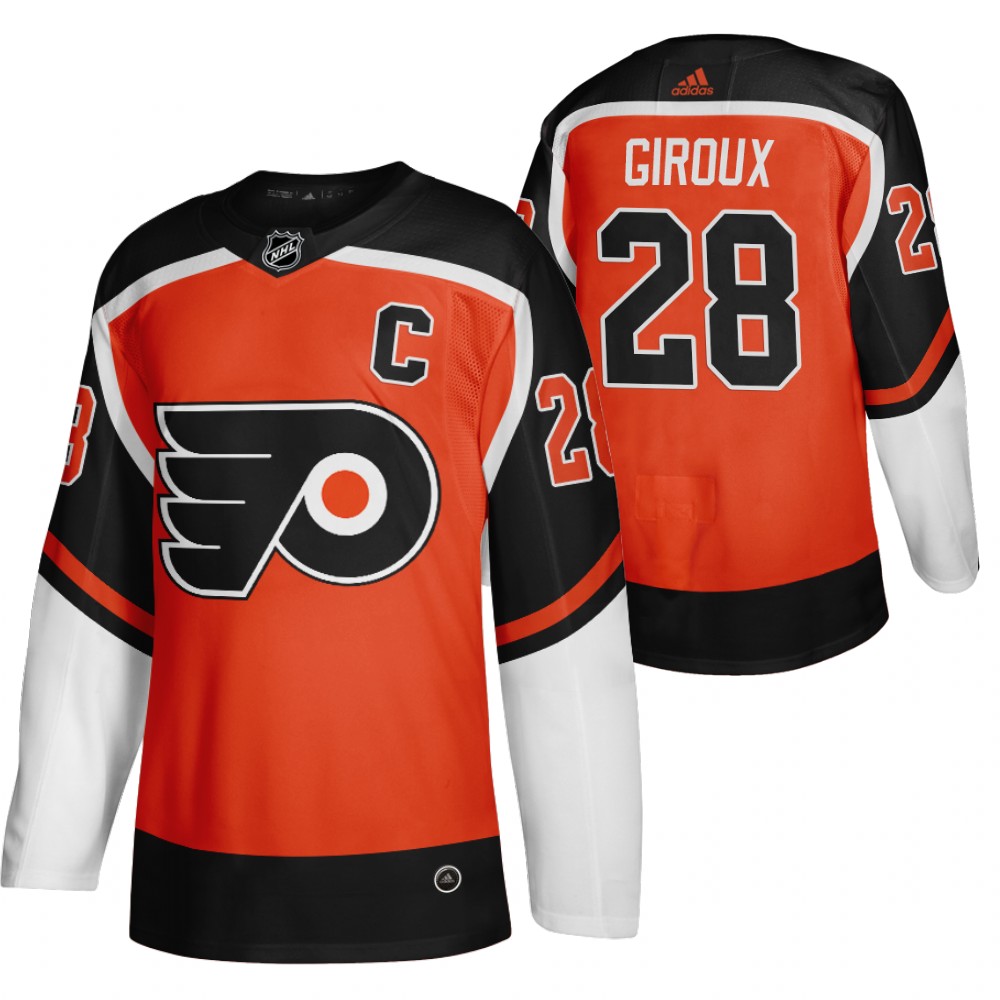 2021 Adidias Philadelphia Flyers #28 Claude Giroux Orange Men Reverse Retro Alternate NHL Jersey